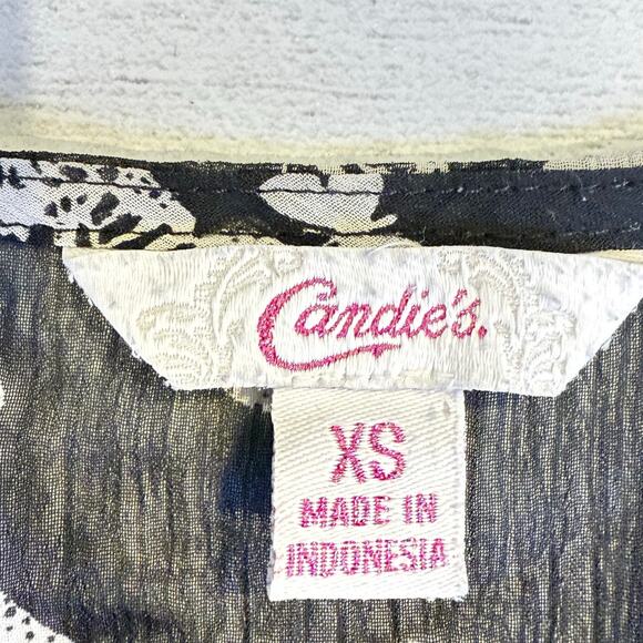 VTG Candie's Y2k xs women black sheer butterfly blouse whimsygoth fairy grunge - Picture 6 of 8